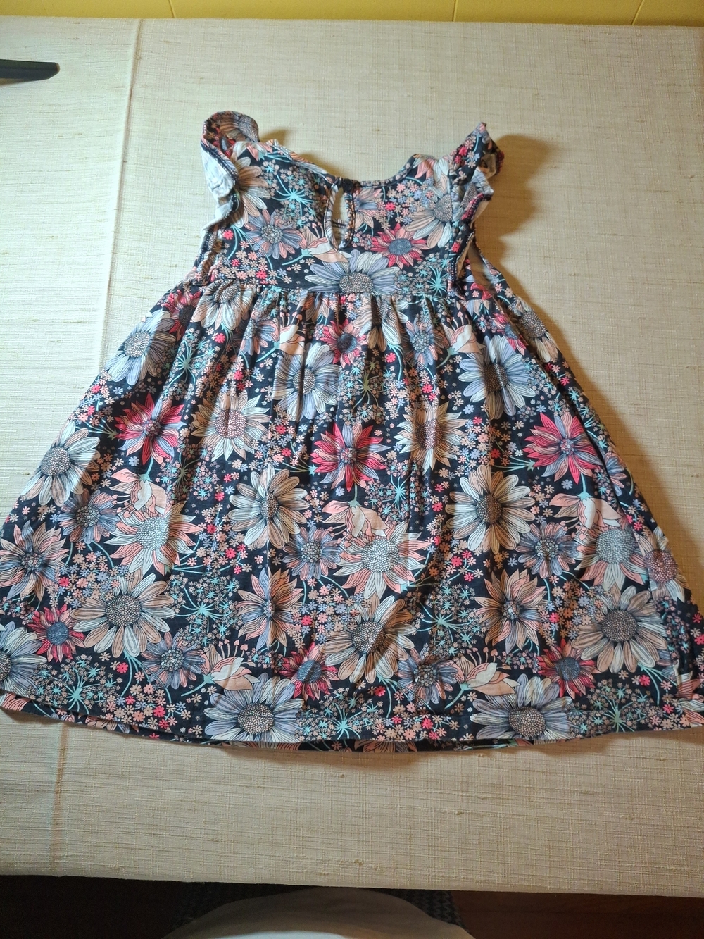 OshKosh B'gosh Navy Floral Sundress with Pink and Cream Flowers
